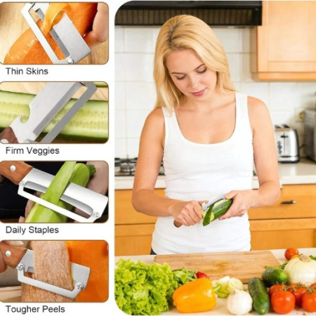 (2pcs) 3-in-1 Scallion Shredder & Peeler