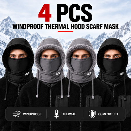 4Pcs  - [Black/ASH ] Winter Thick Warm Hat with Earflaps -