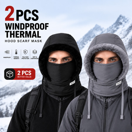2Pcs - [Black/ASH ] Winter Thick Warm Hat with Earflaps